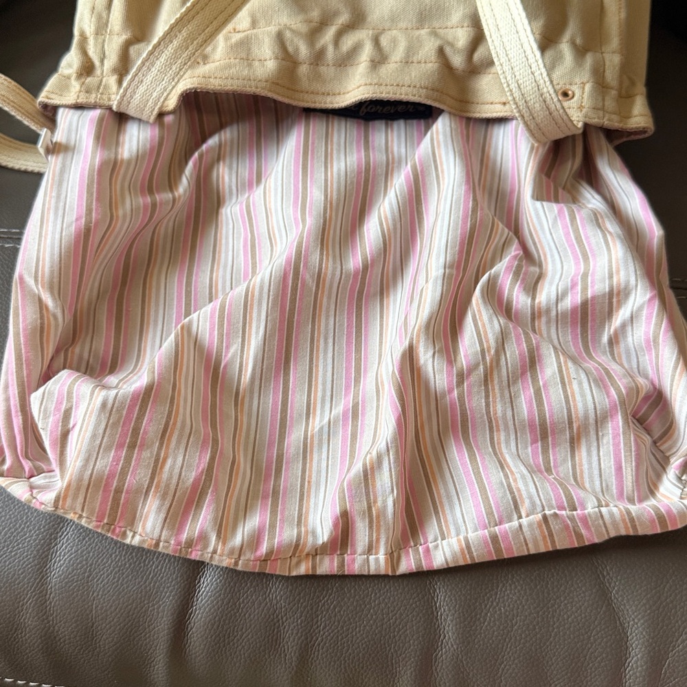 Vintage Fossil Beige and Pink Drawstring Tote Bag - Picture 11 of 13
